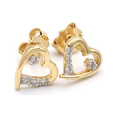 B&B Goldinvestic zlaté srdíčka se zirkony na puzetu N5213-585/1000