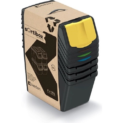 Sortibox Kôš odpadkový triedený odpad 4 x 20 L recyklovaný čierny