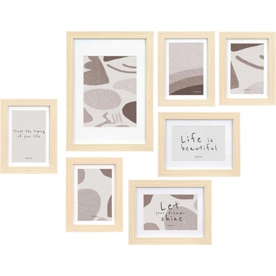 Giftdecor Nástěnné fotorámečky MURAL, 7 rámečků různých velikostí, béžové béžová – Hledejceny.cz