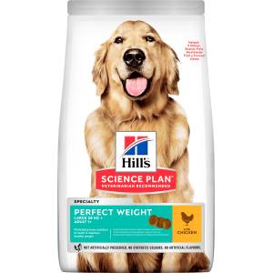 Hill's Суха храна за регулиране на теглото при кучета от едри породи Hill's Science Plan Perfect Weight Large Breed Adult, с пилешко - 12 кг