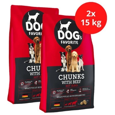Happy Dog Dogs favorit Chunks with Beef 2 x 15 kg