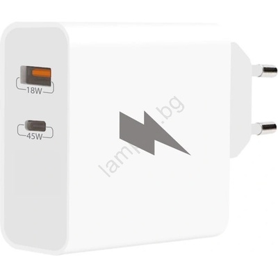 WINNER GROUP-WG - Адаптер за бързо зареждане 1xUSB-C + 1xUSB-A Power Delivery 45W бял (WN0056)
