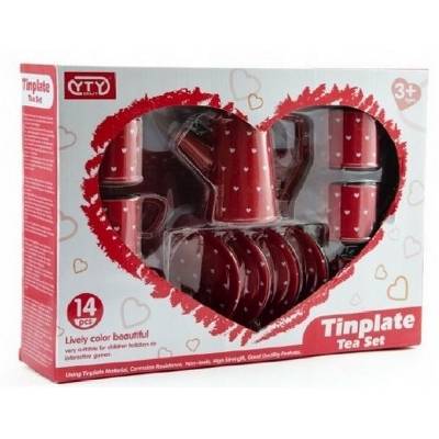 Teddies nádobí plechové v krabici sada nádobí červené 14ks