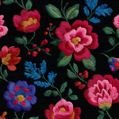 Takoy Bavlna premium NELA folklorní květiny výšivka Rose