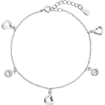 Pavona Stříbrný náramek se Swarovski krystaly bílé srdce 33110.1