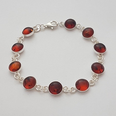 Ibeauty Jantarový náramek s většími kulatými očky J-268B-N hnědý