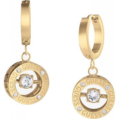 Guess Pozlátené náušnice kruhy Solitaire JUBE01463JWYGT/U