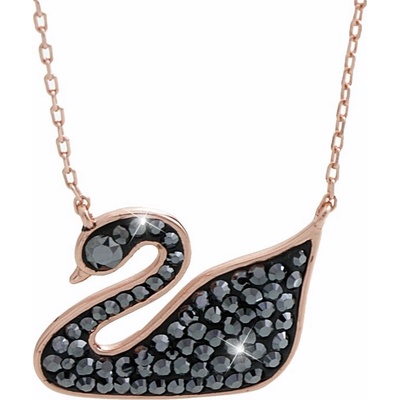 JSB Stříbrný pozlacený s krystaly Swarovski černá labuť zlatá hematite 14661