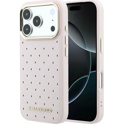 Karl Lagerfeld PU Perforated Gold Dots MagSafe Zadní Kryt pro iPhone 17 Pro Max Pink
