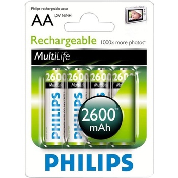 Philips Rechargeable HR6 AA, 2600 mAh, 4-blister (R6B4B260/10)