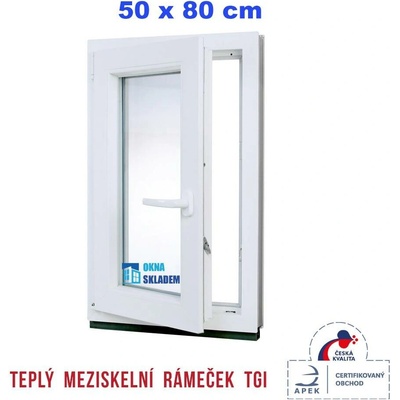 Erkado Plastové okno otevíravé i sklopné levé 500 x 800 mm Bílé / Antracit