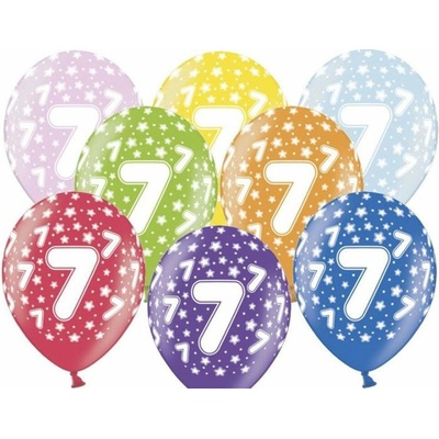 PartyDeco Silné balóny 30 cm metalický mix narodeniny č. 7