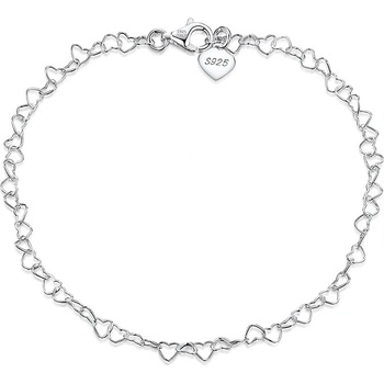 DELIS Сребърна гривна за глезен от проба 925, jw1528, модел "сърца", с родиево покритие (jw1528)