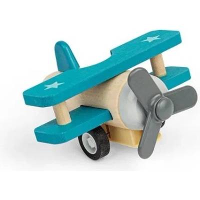 Bigjigs Toys natahovací letadlo Dvouplošník modrý