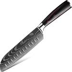 HARAHU Кухненски нож BL-38108 - Santoku / Черен / Кафяв KP38108