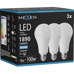 Mexen Nova 3x LED крушка E27, A70, 18W, Студена - 6500K, 1890 lm - L100-E27-1865-01x03 (L100-E27-1865-01x03)