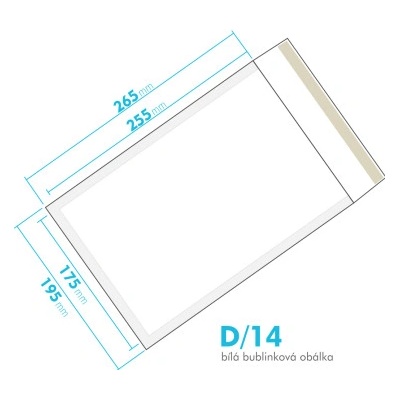 Bílá bublinková obálka D/14 vnitřní rozměr 175x255 mm