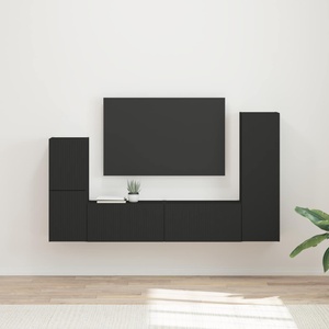 vidaXL Комплект ТВ шкаф 4 бр. 30 x 31 x 100 см Черно (3409025)