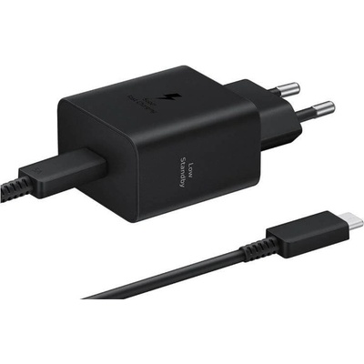 Samsung PD 45W Wall Charger (EP-T4511XBE) and USB-C Cable - захранване за ел. мрежа с USB-C изход и USB-C кабел (черен) (ритейл опаковка)