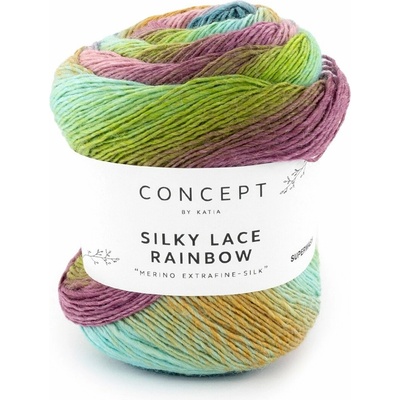 SILKY LACE RAINBOW Katia Farby SILKY LACE RAINBOW: 305 tyrkysová-pistáciová-ružová