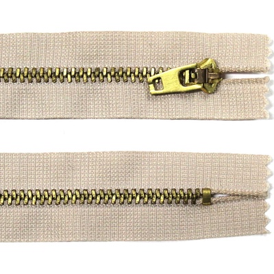 Kovový zip no.3 nerozepínací 10cm mosazné zlaté zoubky - více barev color: 707 béžová světlá
