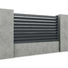 Hliníkový plot 1,2x2 m so šikmo kotvenou kosodĺžnikovou - žaluziovou výplňou 20x105 a adaptérom 40x60, Antracit R7016