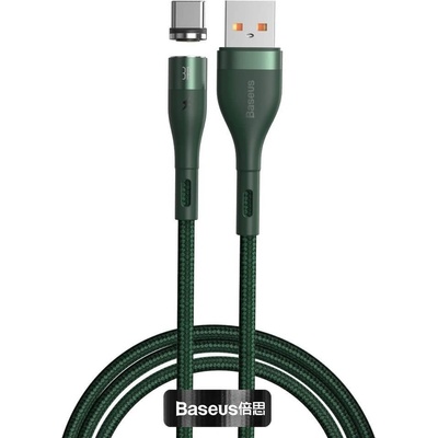 Baseus Кабел Baseus Zinc Magnetic Safe Fast Charging Data Cable (CATXC-M06), от USB A(м) към USB C(м), магнитен накрайник, 1m, 15W, зелен (CATXC-M06 / 48161)