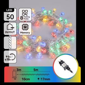 Aigostar - LED външна коледна гирлянда 50xLED/8 функции 8m IP44 многоцветна (AI2512)