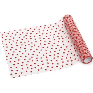 Party Deco Тюл за маса със сърца - 36 см × 9 м - Червен (bd3-007)