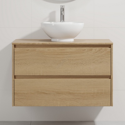 Bath Deluxe Шкаф за баня с мивка TRONDHEIM/DRAMMEN 90x57x46 см дъб/бяла (SETBT0154B)