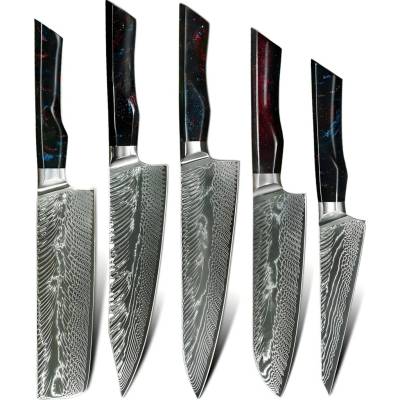 Harahu sada damaškových kuchynských nožov YO-37407 – Červená/Modrá