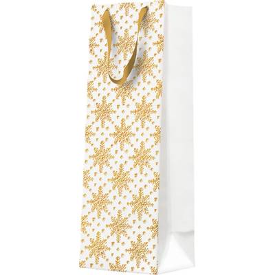 PAW Darčeková taška vianočná 12x37x10 cm Grunge Textured Snowflakes Gold