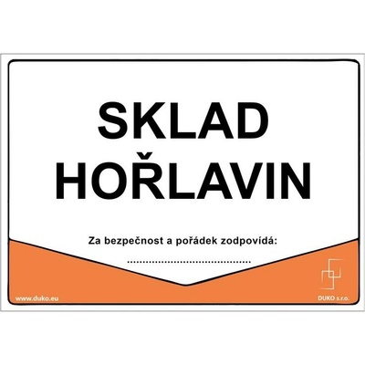 DUKO SKLAD HOŘLAVIN Formát: 297 x 210 mm, Materiál: plast 3 mm, samolepící vinylová fólie