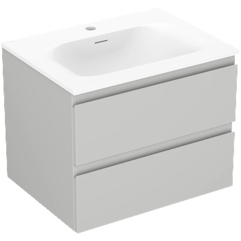 Mexen Orio шкафче за баня 60 см с мивка Vela, 2 чекмеджета, сиво мат/бяло мат (91A10-06047-2-BFF62-W23M01)