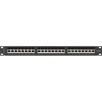 Lanberg patch panel 24 port 1U 19" CAT. 6a ftp with cable organizer shielded black (PPSA-1024-B)