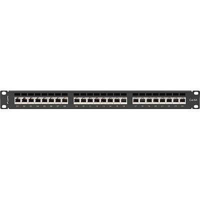 Lanberg patch panel 24 port 1U 19" CAT. 6a ftp with cable organizer shielded black (PPSA-1024-B)
