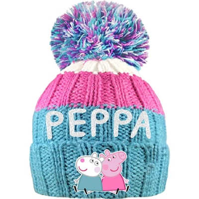 Eplusm dívčí čepice PEPPA PIG s bambulí modrorůžová Modro/růžová