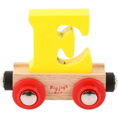 Bigjigs Toys Вагонче дървено влакче - Буква E