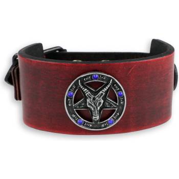 Image 1 of Leather & steel fashion Гривна Бафомет - червен - кристално синьо - LSF1 60-b