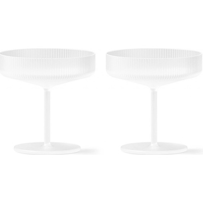 ferm LIVING Skleničky na šampaňské Ripple Frosted set bílá barva sklo 2 x 150 ml
