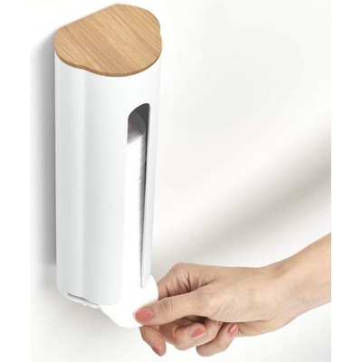 Zeller Present Zásobník na odličovací tampóny i sáčkovník, bílý, bambusové víčko Z18884