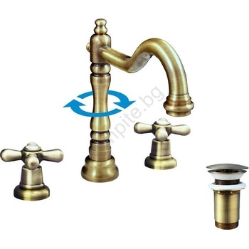 RAV SLEZÁK MK132.0SM - Смесител за умивалник + изпускател MORAVA RETRO античен месинг (RV0091)