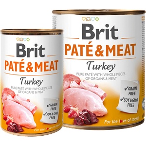 Brit patÉ & meat - turkey - консервирана храна за кучета с 26% прясно пуешкоо 24% пилешко 0.800 кг