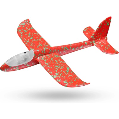 Aviator 5967 Penové Hádzacie Lietadlo s 8 LED svetlami, 48x47cm, červeno-zelená
