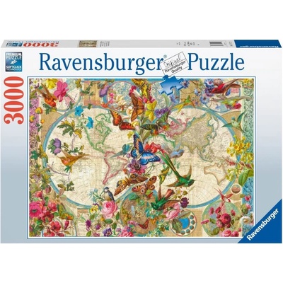 RAVENSBURGER Mapa světa s flórou a faunou 3000 dielov