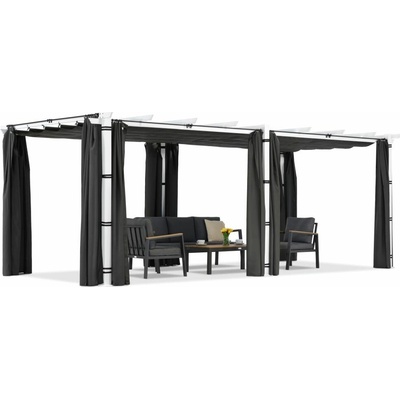 Garden Point na terasu Barbados 3x6 m se závěsy Pergola bílá a antracitová