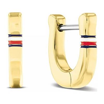 Tommy Hilfiger Elegantné pozlátené náušnice s trikolórou 2781086