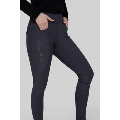 Fleur de lys Legíny dámske jazdecké Cedar celosedový grip šedá