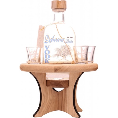 Debowa Oak Vodka Dubový stolček 40% 0,7 l (darčekové balenie 4 poháre)