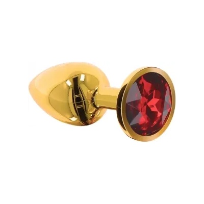 TABOOM Малък метален анален разширител в златисто с червен кристал Taboom S